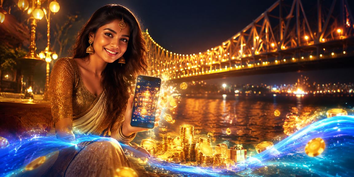 Players enjoying Teen Patti on mobile devices in Kolkata cityscape